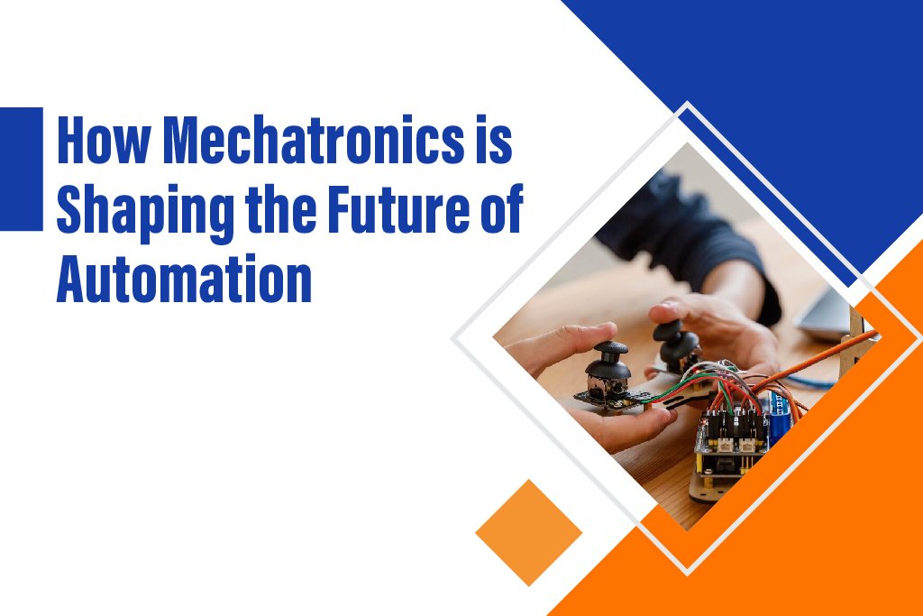 Illustration showing the integration of mechanical, electrical, and computer engineering in mechatronics.