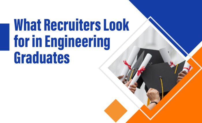 Illustration of engineering graduates showcasing skills and qualities that recruiters look for.