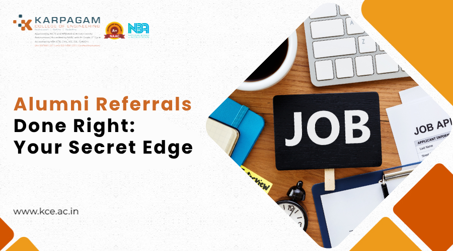 Engineering student networking with alumni, Alumni referrals for hidden job opportunities